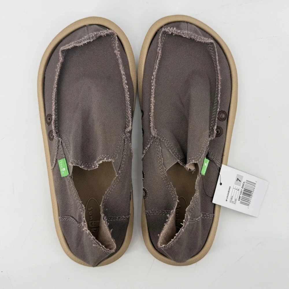 Sanuk‎ Vagabond Loafer Slip On Brindle Brown Men 7 Surfer Shoes Lightweight New